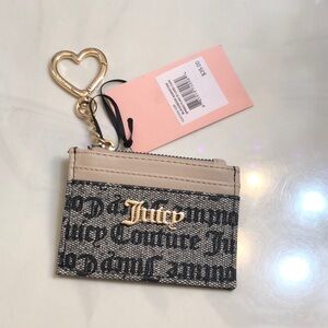 Juicy Couture Black Beige Sandstone Spring Fling ID Card Case NWT